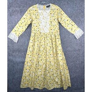 Scarlet Darkness Dress Floral Prairie Pioneer Cottagecore Modest Girls Sz 12-13Y